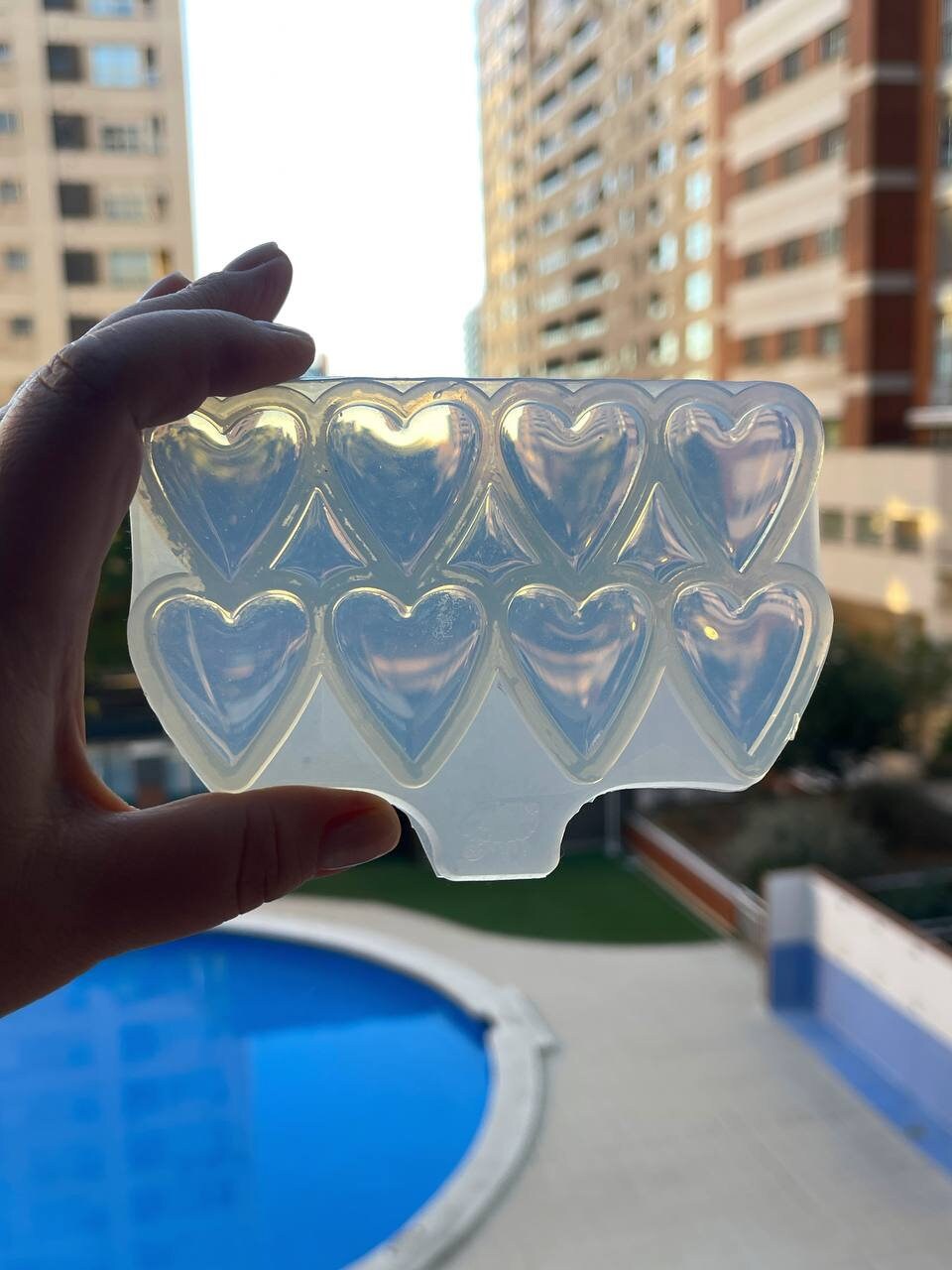 Silicone heart earrings. Mold for epoxy and UV resin.
