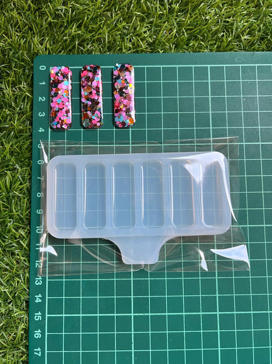 Hair clips 4 x 1.2 cm. Mold for epoxy and uv resin