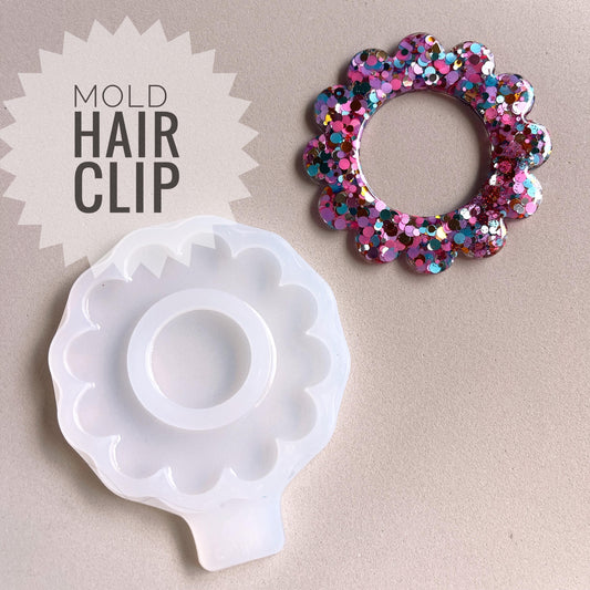 Round hair clip 6.3 cm. Mold for epoxi and uv resin