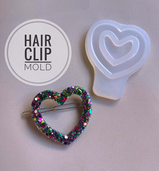 Heart hair clip 5.8 cm. Mold for epoxi and uv resin