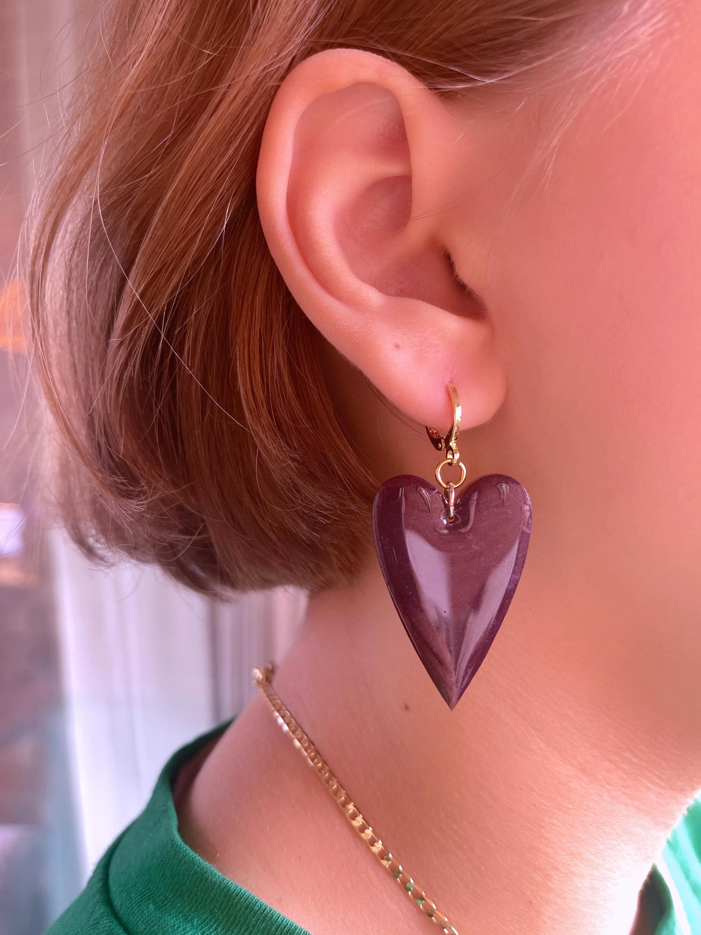 3.81 cm (1 1/2) Silicone heart earrings. Mold for epoxy and UV resin.