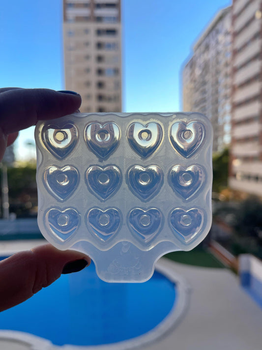 15 mm. Silicone heart earrings.  Mold for epoxy and UV resin. Super glossy resin form. Heart shaped jewelry earrings. Rubber form.