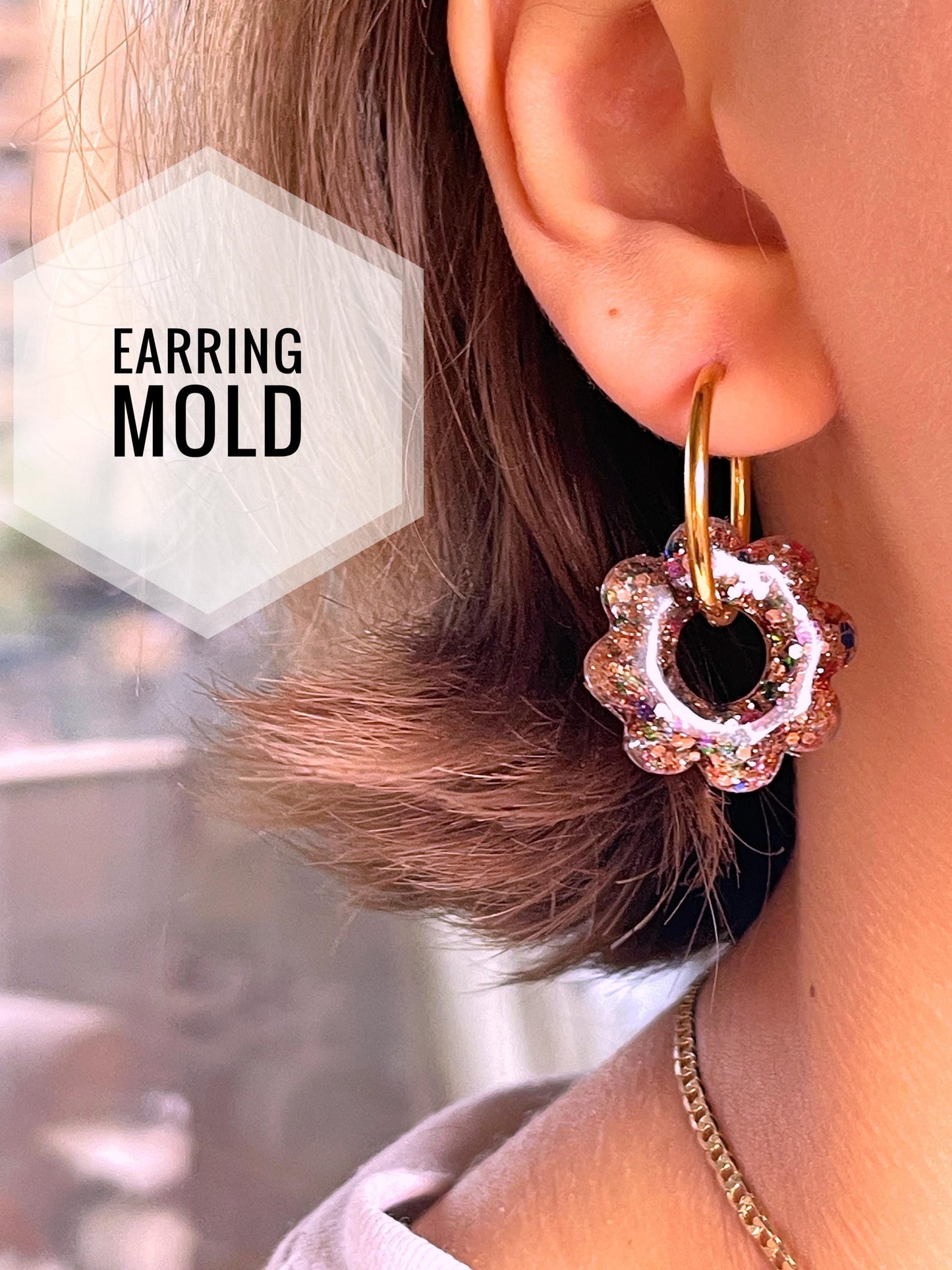 25 mm • Silicone flower earrings • Mold for epoxy and UV resin • Super glossy resin form • flower shaped jewelry earrings • Rubber form
