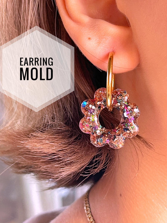 25 mm • Silicone flower earrings • Mold for epoxy and UV resin • Super glossy resin form • flower shaped jewelry earrings • Rubber form