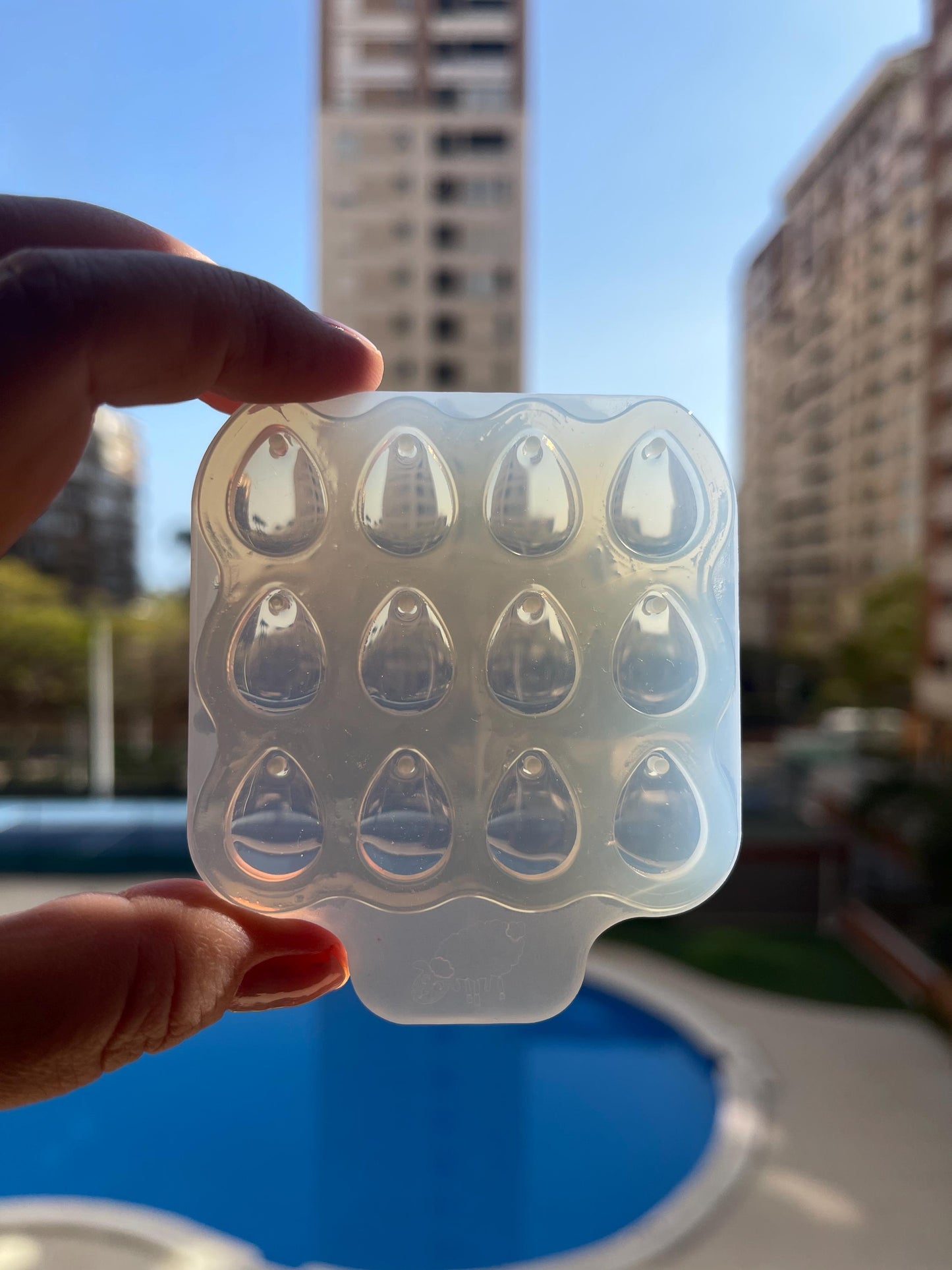 Mold in the form of a drop cabochon. Silicone mold earrings. Mold for epoxy and UV resin.