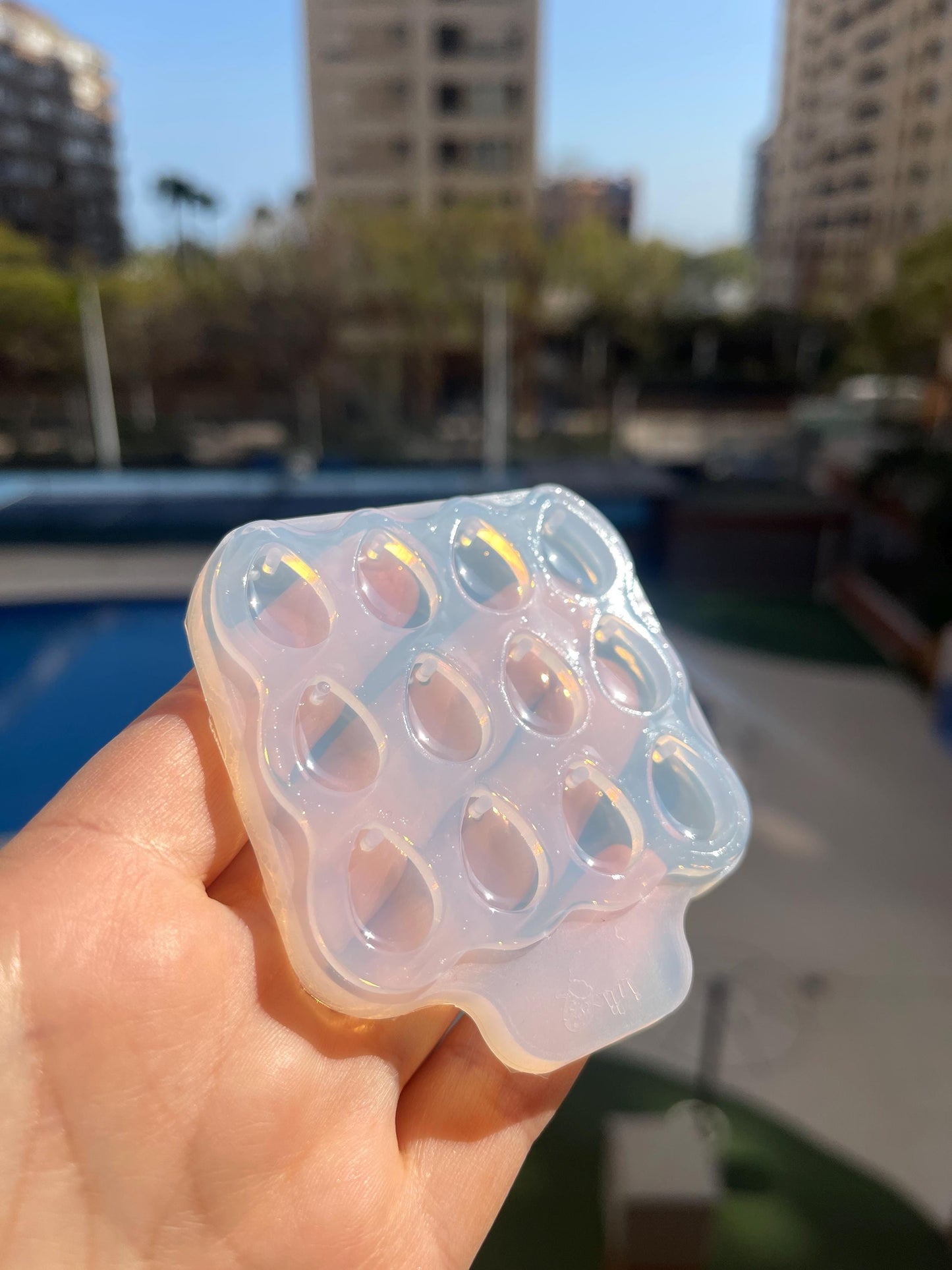 Mold in the form of a drop cabochon. Silicone mold earrings. Mold for epoxy and UV resin.